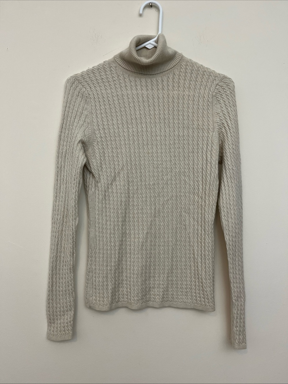 Women’s Brooks Brothers Wool Silk Cashmere Blend Turtleneck Sweater Cream Medium